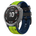 For Garmin Fenix 7 Pro 47mm Sports Two-Color Silicone Watch Band(Lime+Blue)