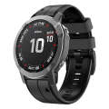 For Garmin Fenix 7 Pro 47mm Sports Two-Color Silicone Watch Band(Carbon Ash+Black)