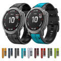 For Garmin Fenix 7 Pro 47mm Sports Two-Color Silicone Watch Band(Sky Blue+Black)