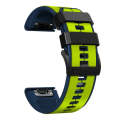 For Garmin Fenix 7 Pro 51mm Sports Two-Color Silicone Watch Band(Lime+Blue)