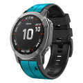 For Garmin Fenix 7 Pro 51mm Sports Two-Color Silicone Watch Band(Sky Blue+Black)