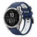 For Garmin Epix Pro 51mm Sports Two-Color Silicone Watch Band(Midnight Blue+White)