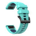 For Garmin Fenix 7 Pro 51mm Sports Two-Color Silicone Watch Band(Mint Green+Blue)