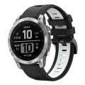 For Garmin Fenix 7 Pro 51mm Sports Two-Color Silicone Watch Band(Black+White)