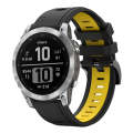 For Garmin Instinct 2 Solar Sports Two-Color Silicone Watch Band(Black+Yellow)