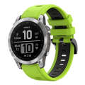 For Garmin Instinct 2 Solar Sports Two-Color Silicone Watch Band(Lime Green+Black)