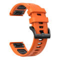 For Garmin Fenix 7 Pro 47mm Sports Two-Color Silicone Watch Band(Orange+Black)