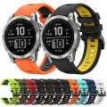 For Garmin Fenix 7 Pro 47mm Sports Two-Color Silicone Watch Band(Orange+Black)