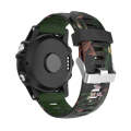 For Garmin Instinct 2X Solar Camouflage Printed Silicone Watch Band(Army Green+Bamboo Camouflage)