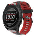 For Garmin Fenix 7 Pro 51mm Camouflage Printed Silicone Watch Band(Red+Army Camouflage)
