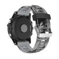 For Garmin Fenix 7 Pro 51mm Camouflage Printed Silicone Watch Band(Grey+Army Camouflage)