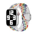 For Apple Watch Ultra 49mm Nylon Loop Magnetic Buckle Watch Band(White Rainbow)