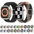 For Apple Watch Ultra 49mm Nylon Loop Magnetic Buckle Watch Band(Cowboy Rainbow)