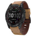 For Garmin Enduro 2 Leather Steel Buckle Watch Band(Light Brown)