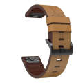 For Garmin Fenix 7 Pro 51mm Leather Steel Buckle Watch Band(Light Brown)