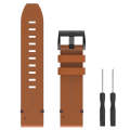 For Garmin Epix Pro 51mm Leather Steel Buckle Watch Band(Light Brown)