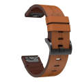For Garmin Fenix 7 Pro 47mm Leather Steel Buckle Watch Band(Brown)