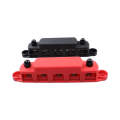 CP-4123 1 Pair RV Yacht M8 Single Row 5-way Power Distribution Block Busbar with Cover(Black + Red)
