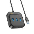 hoco HB35 4 in 1 USB to USB3.0x3+RJ45 Gigabit Ethernet Adapter, Cable Length:1.2m(Black)