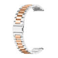 For Huawei Watch 4 / 4 Pro Three Bead Stainless Steel Watch Band(Silver Rose Gold)