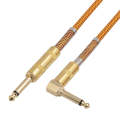 TC048GFY Gold-plating 6.35mm Male Straight to Elbow Audio Cable for Electric Guitar Drum, Length: 3m