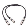 2055YMMF-05 XLR 3pin Female to Dual Male Audio Cable, Length: 50cm(Black)