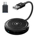 Carbon Fiber USB + USB-C / Type-C Wired to Wireless Carplay Adapter for iPhone(Black)