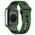For Apple Watch Ultra 49mm Square Buckle Armor Style Silicone Watch Band(Plating Green)