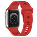 For Apple Watch Ultra 49mm Square Buckle Armor Style Silicone Watch Band(Red)