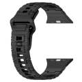 For Apple Watch 8 45mm Square Buckle Armor Style Silicone Watch Band(Plating Titanium Black)