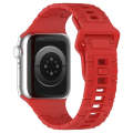 For Apple Watch 8 45mm Square Buckle Armor Style Silicone Watch Band(Red)