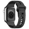 For Apple Watch SE 2022 44mm Square Buckle Armor Style Silicone Watch Band(Plating Titanium Black)