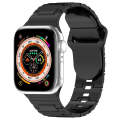 For Apple Watch SE 44mm Square Buckle Armor Style Silicone Watch Band(Plating Titanium Black)