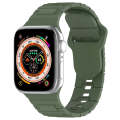 For Apple Watch 5 44mm Square Buckle Armor Style Silicone Watch Band(Dark Green)