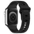 For Apple Watch 5 44mm Square Buckle Armor Style Silicone Watch Band(Black)