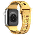 For Apple Watch 3 38mm Square Buckle Armor Style Silicone Watch Band(Plating Gold)