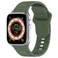 For Apple Watch 9 45mm Square Buckle Armor Style Silicone Watch Band(Dark Green)