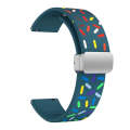 For Samsung Galaxy Watch 6 / 6 Classic Sports Rainbow Dots Magnetic Silver Buckle Silicone Watch ...