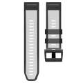 For Garmin Fenix 7 Pro 22mm Screw Buckle Diamond Texture Two Color Silicone Watch Band(White+Black)