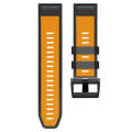 For Garmin Fenix 7 Pro 22mm Screw Buckle Diamond Texture Two Color Silicone Watch Band(Orange+Black)