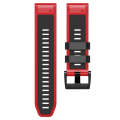 For Garmin Fenix 7 Pro 22mm Screw Buckle Diamond Texture Two Color Silicone Watch Band(Black+Red)