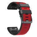 For Garmin Fenix 7 Pro 22mm Screw Buckle Diamond Texture Two Color Silicone Watch Band(Red+Black)