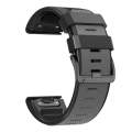 For Garmin Fenix 7 Pro 22mm Screw Buckle Diamond Texture Two Color Silicone Watch Band(Grey+Black)