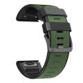 For Garmin Fenix 7 Pro 26mm Screw Buckle Diamond Texture Two Color Silicone Watch Band(Army Green...