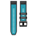 For Garmin Fenix 7 Pro 26mm Screw Buckle Diamond Texture Two Color Silicone Watch Band(Sky Blue+B...