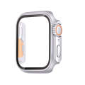 For Apple Watch Series 9 / 8 / 7 41mm Tempered Film Hybrid PC Integrated Watch Case(Silver Orange)