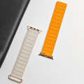 For Apple Watch 8 45mm  Reverse Buckle Magnetic Silicone Watch Band(Rose Buckle Starlight Orange)