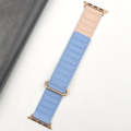 For Apple Watch 8 45mm  Reverse Buckle Magnetic Silicone Watch Band(Rose Buckle Blue Pink)