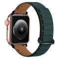 For Apple Watch 7 45mm Reverse Buckle Magnetic Silicone Watch Band(Black Buckle Green Brown)