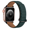 For Apple Watch 5 40mm Reverse Buckle Magnetic Silicone Watch Band(Black Buckle Green Brown)